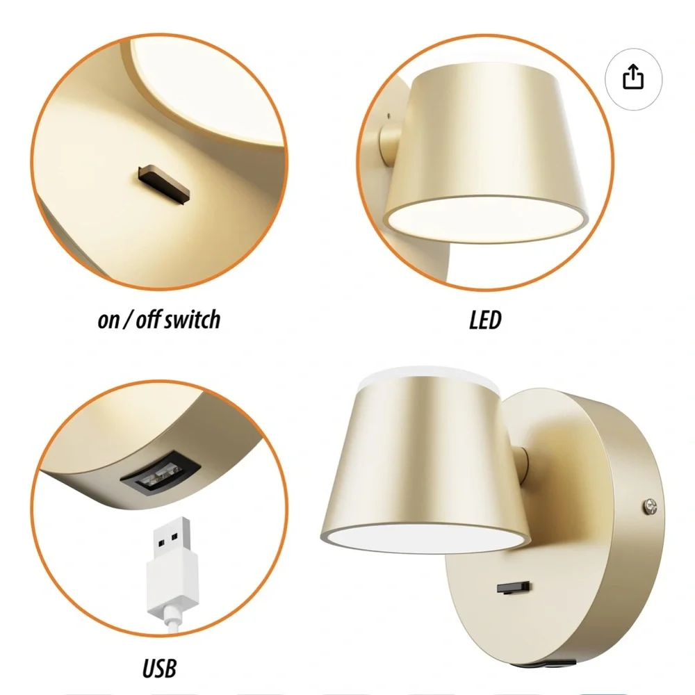 Set of Two LED Wall Sconce, Champagne color. New in box.